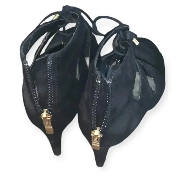 a.n.a Black Lace Up Cutout Zip Up Peep Toe Pump Heel Sandals Womens - Picture 3 of 3